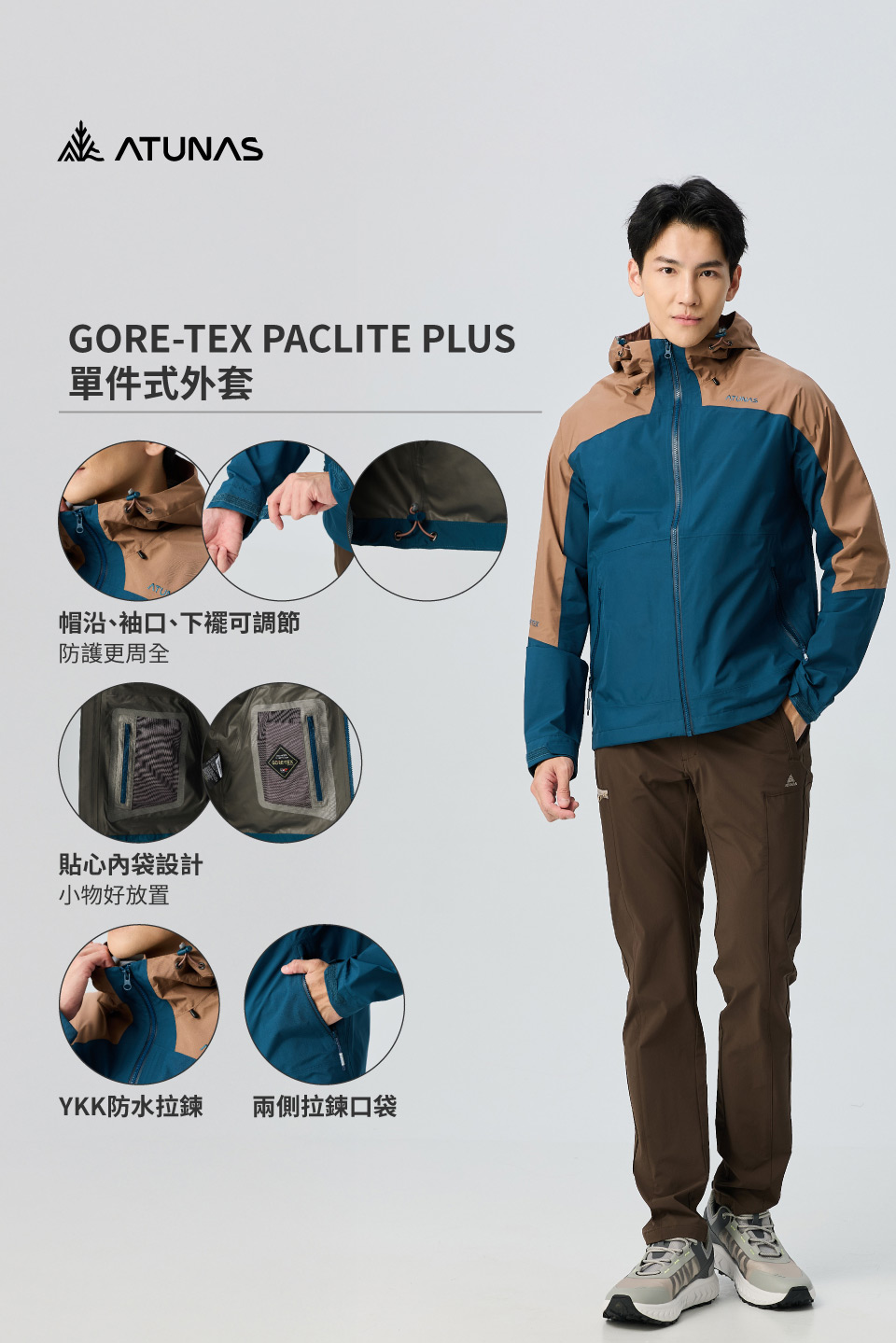 男款GORE-TEX PACLITE PLUS單件式防水外套/風衣外套/機能外套