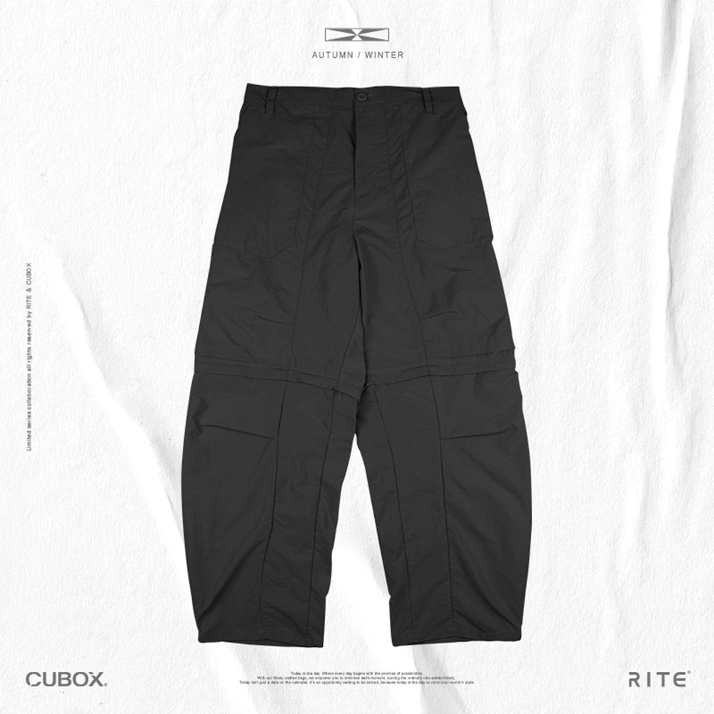 【RITE x CUBOX】聯名防潑水寬版長褲｜黑色_0
