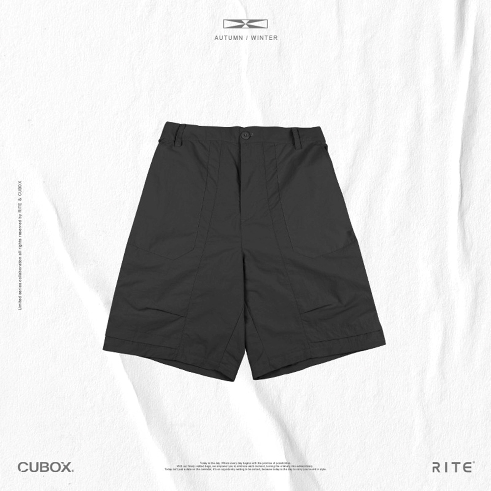 【RITE x CUBOX】聯名防潑水寬版長褲｜黑色_1