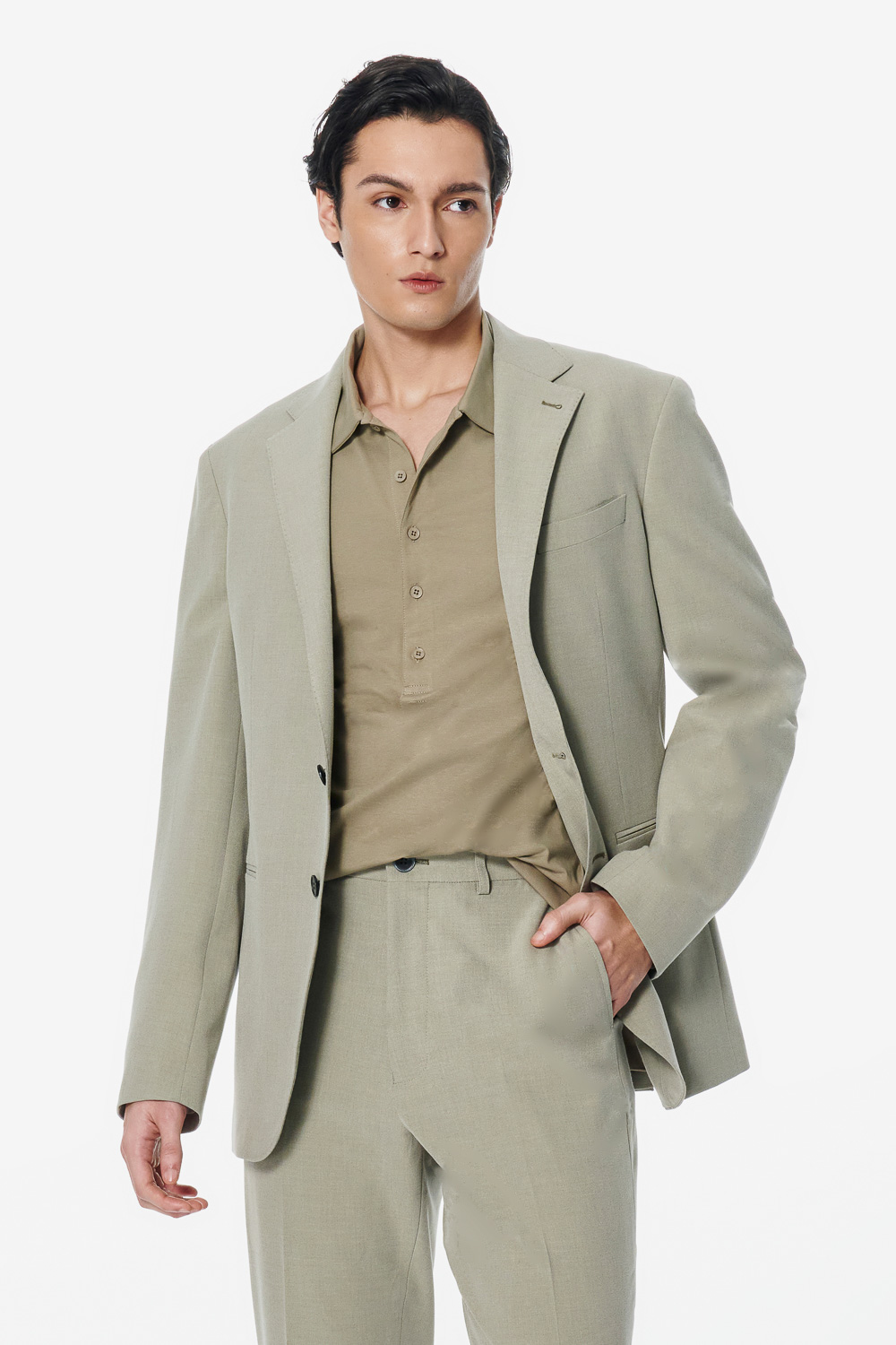 SST&C Lake Green Textured Suit | 00012502003_0