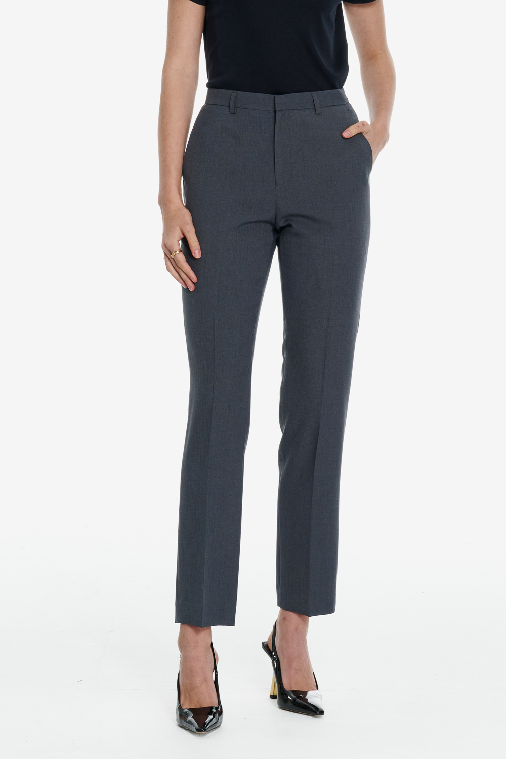 SST&C Dark Grey Classic Fit Trousers | 01022502005_0