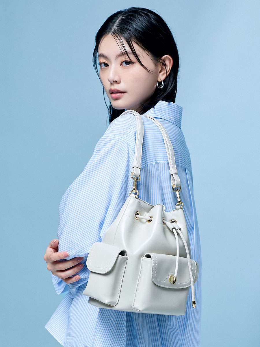 ★S'AIME★反轉魅力條錬 2WAY水桶包 ショルダーバッグ/送料込 S'AIME 2WAY多口袋束口水桶後背包｜ S'AIME東京企劃