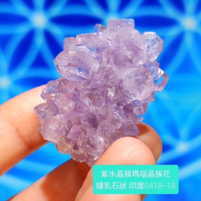 印度紫水晶簇瑪瑙晶簇花鐘乳石型態0418-18 Amethyst/紫晶花
