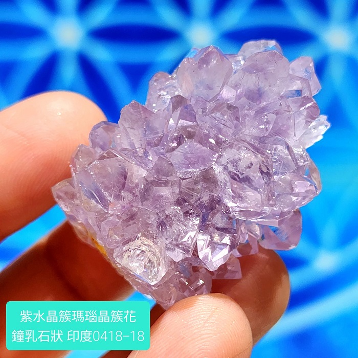印度紫水晶簇瑪瑙晶簇花鐘乳石型態0418-18 Amethyst/紫晶花