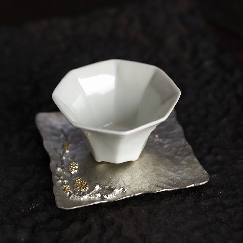 手作錘紋純錫杯托,杯墊,香插底座,接香灰,金屬杯托,金屬茶杯墊,茶席用具