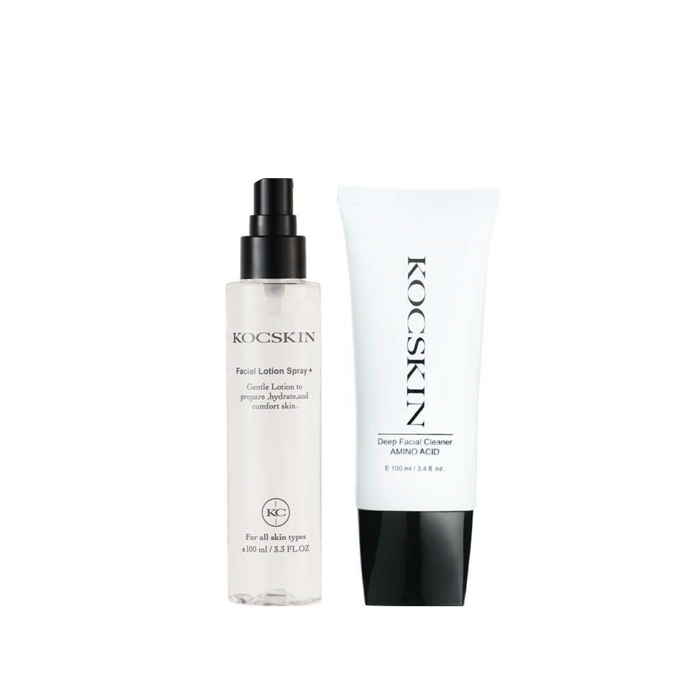 【潔凈＋補水一次搞定組】KOCSKIN 3D高濃度胺基酸潔顏乳100ml+亮白保濕化妝水100ml_1