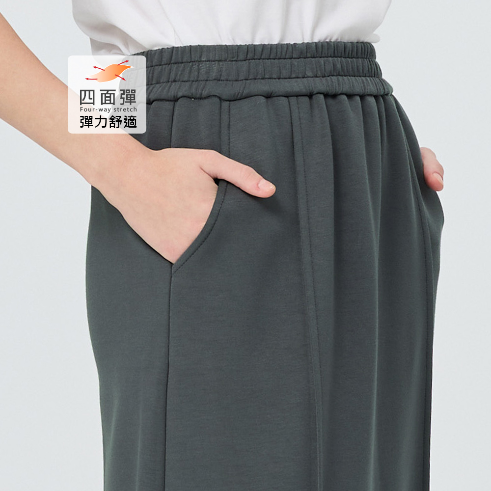 OUWEY歐薇 縲縈空氣棉中長微A直筒裙(鐵灰；S-L)_2