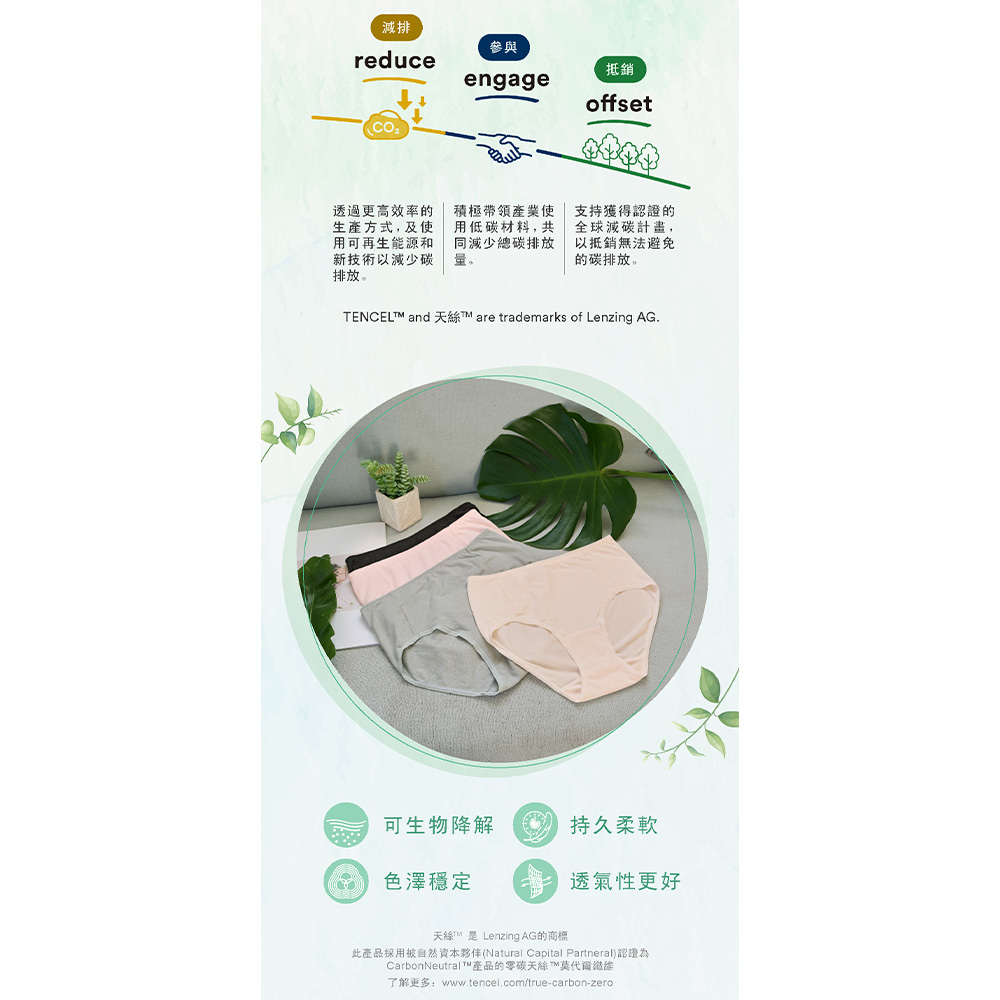 華歌爾-健康內褲-零碳天絲 M-3L中腰三角褲(柔質膚) NSC065SB_6