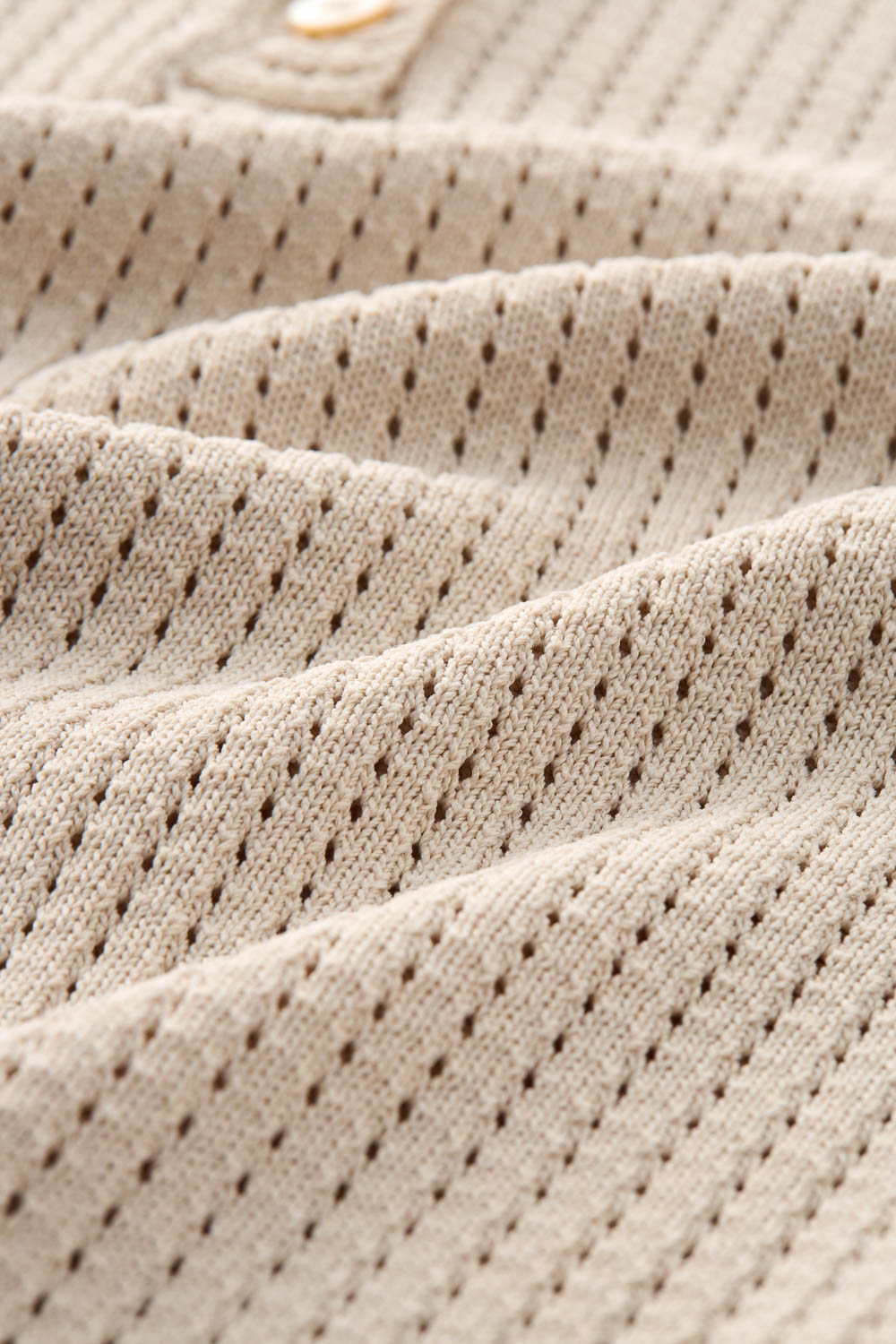 SST&C Tan Hollow-Out Polo Collar Short-Sleeve Knit Top | 01192503003_5
