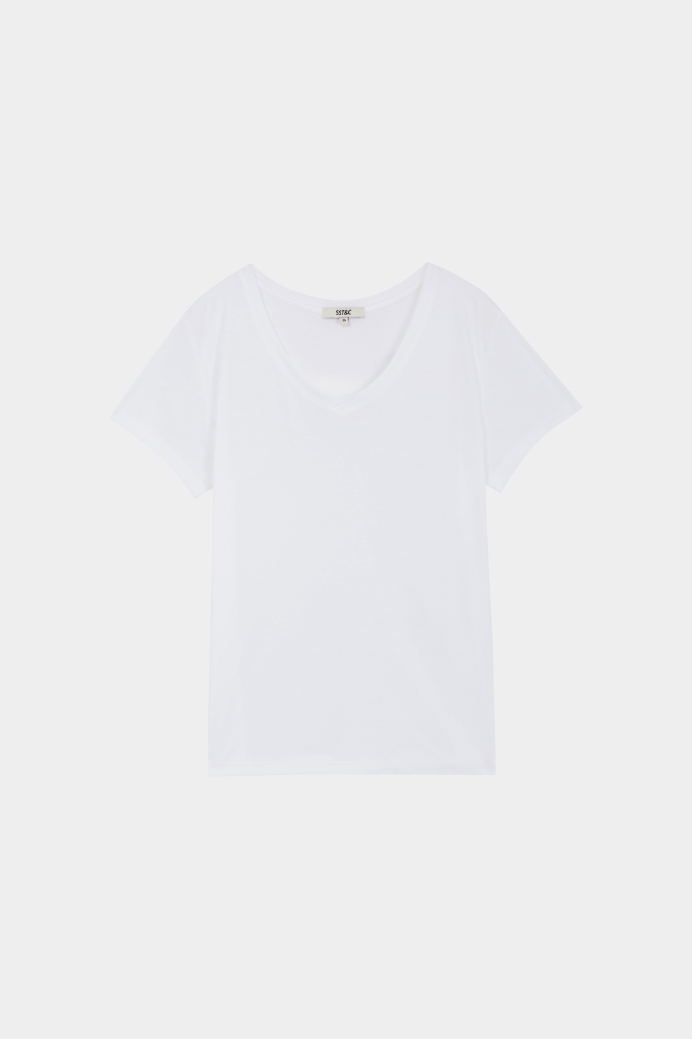 SST&C 白色絲光棉V領T-shirt｜01212503001 (Outlet)_4