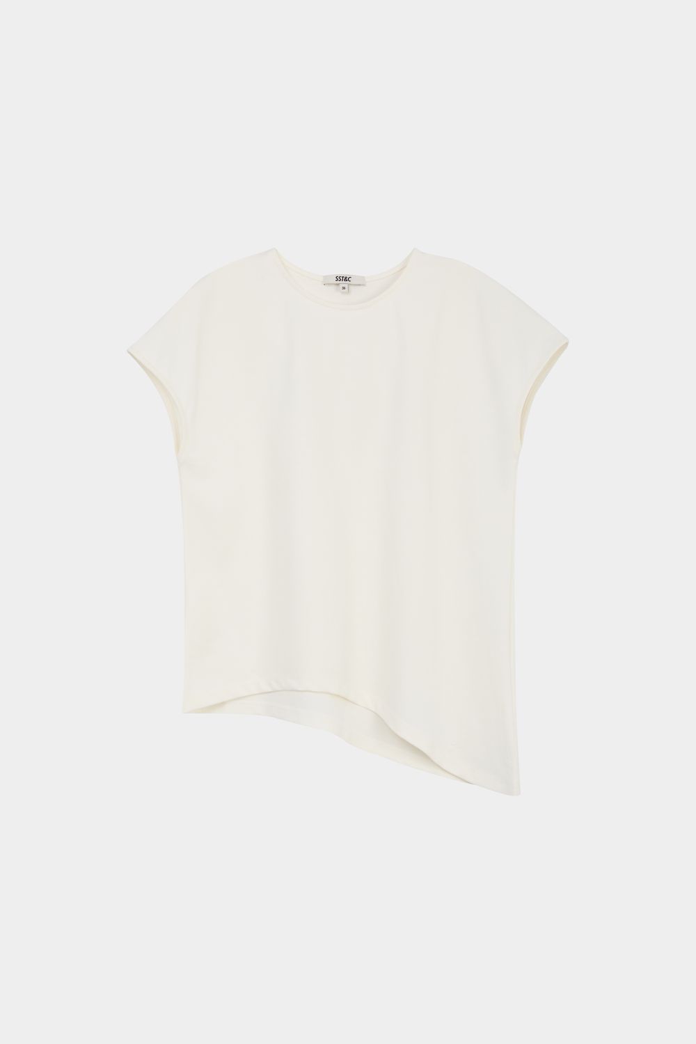 SST&C White Irregular Hem Crewneck T-shirt | 01212503003_4