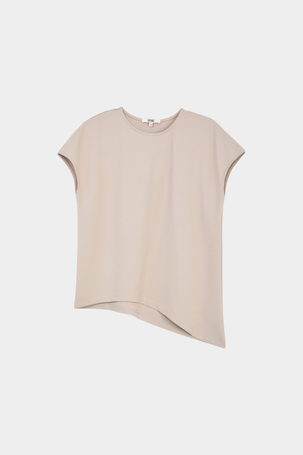 SST&C Ivory Irregular Hem Crewneck T-shirt | 01212503004_4