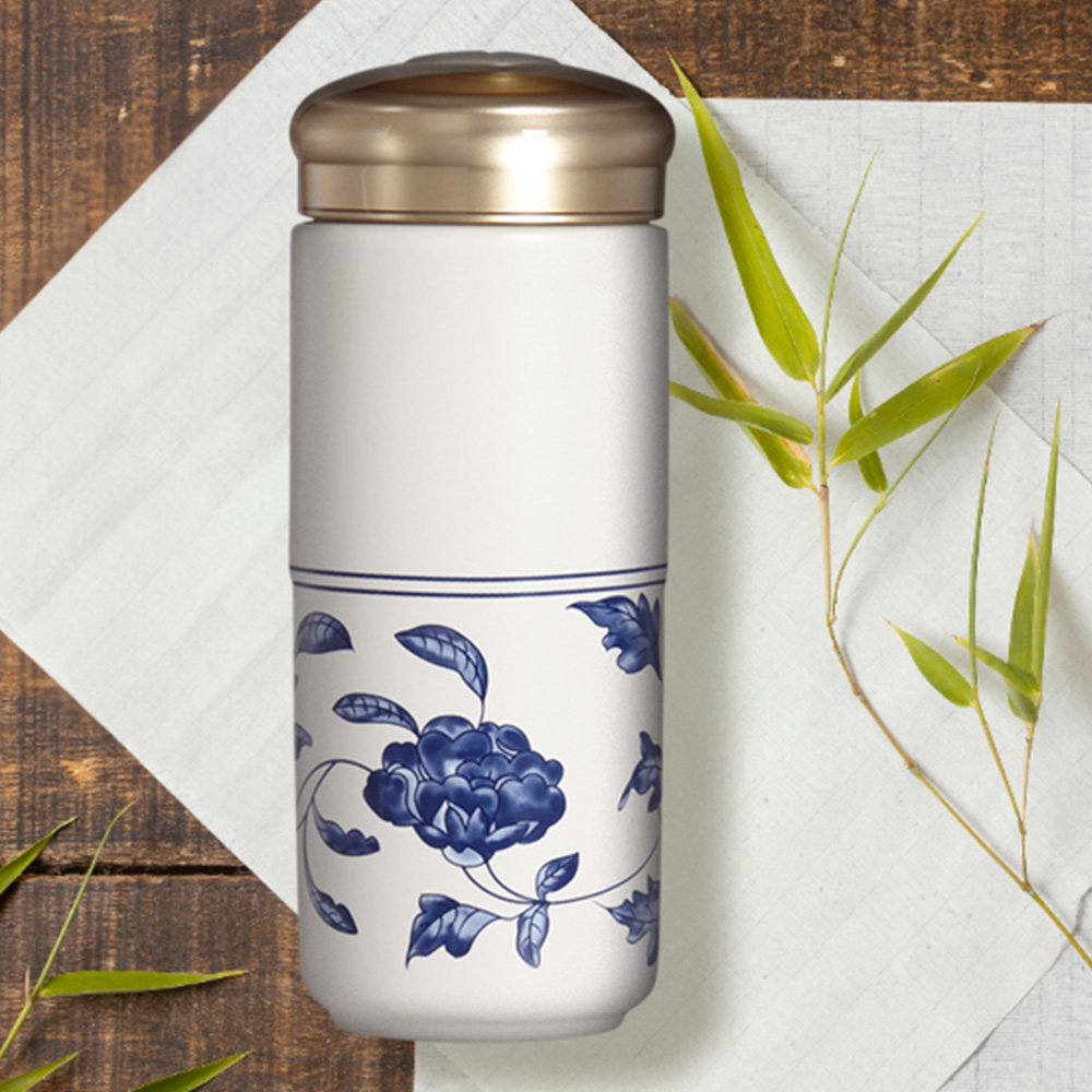 青花纏枝花卉紋隨身杯330cc-乾唐軒ACERA官方商城