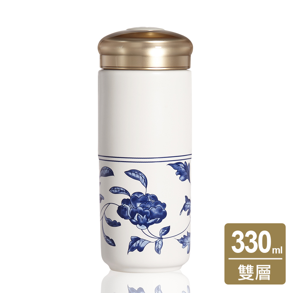 青花纏枝花卉紋隨身杯330cc-乾唐軒ACERA官方商城