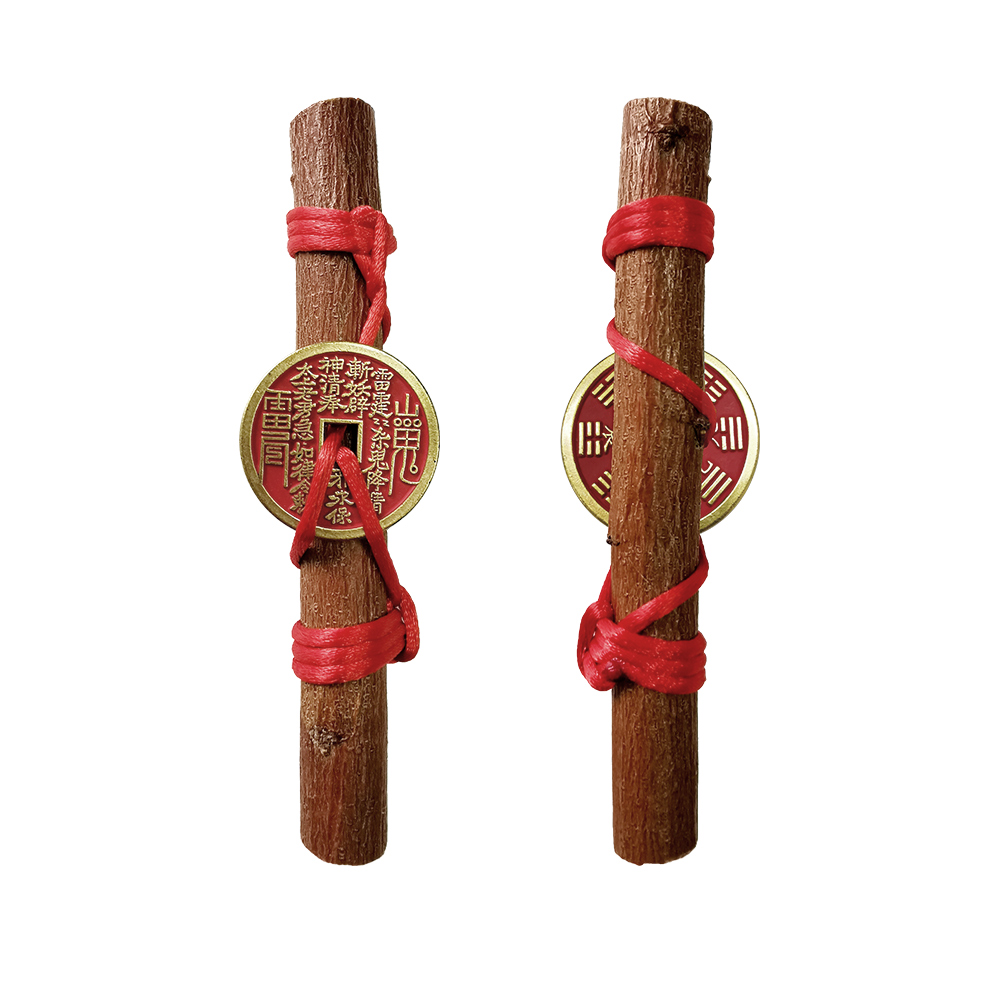 鎮宅化煞桃木(山鬼花錢)11cm《含開光》財神小舖【FA-3501】雷火在上