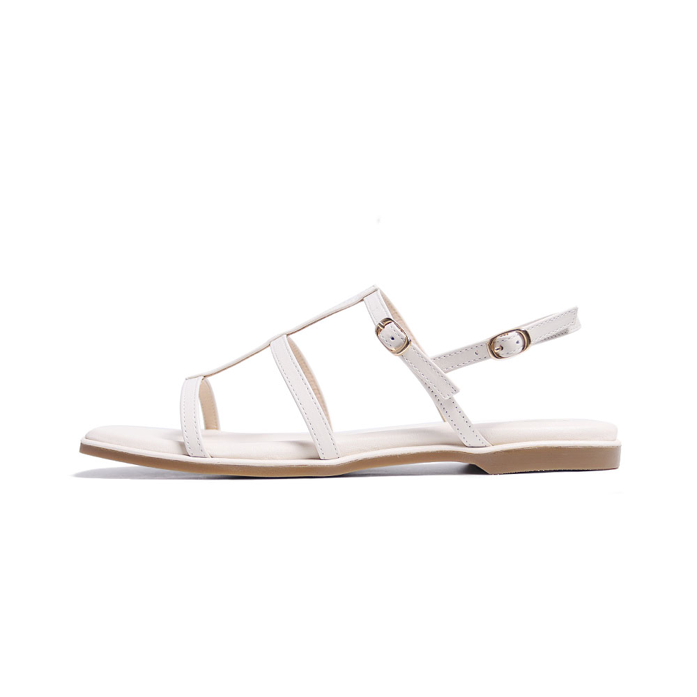 KOKKO慵懶鬆弛感羅馬平底涼鞋白色_1