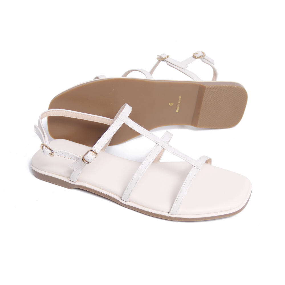 KOKKO慵懶鬆弛感羅馬平底涼鞋白色_4