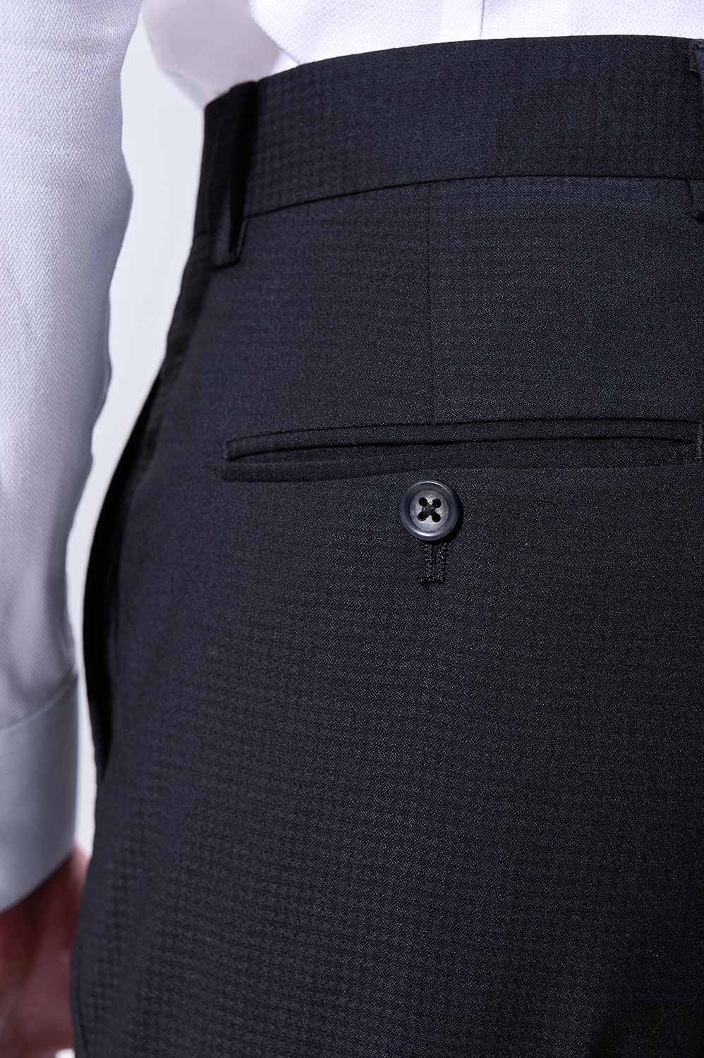 SST&C Black Textured Tailored Trousers | 00022504006_2