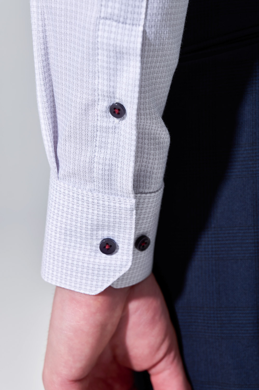 SST&C Light Gray Checkered Pattern Slim Fit Shirt | 00062504014_3