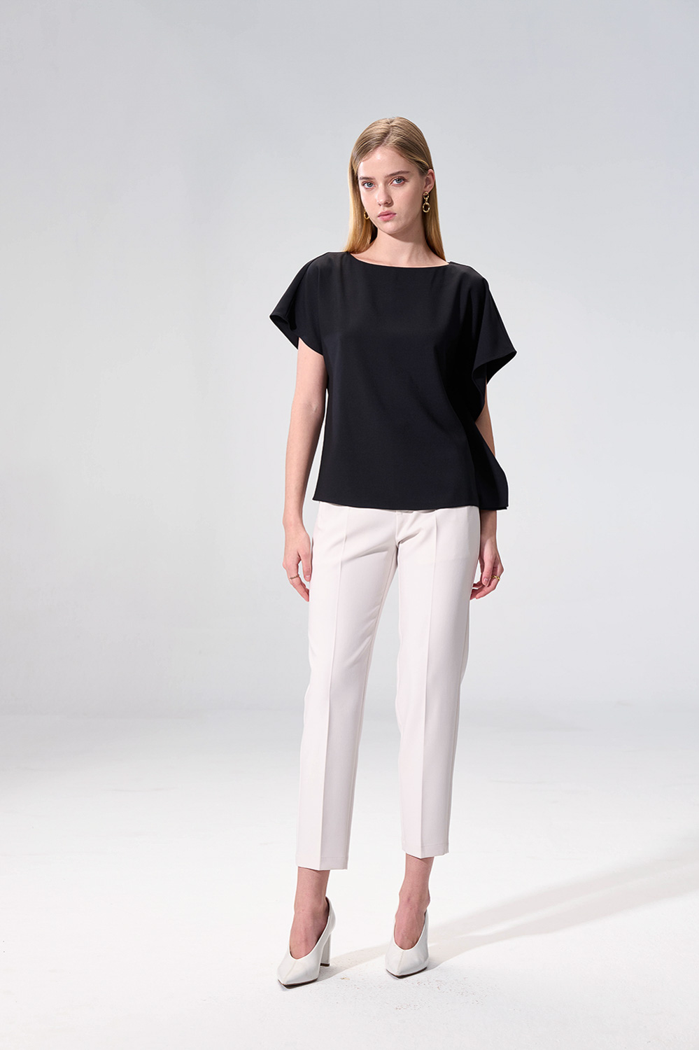 SST&C Black Asymmetrical Shoulder-to-Shoulder Top | 01092504006_0
