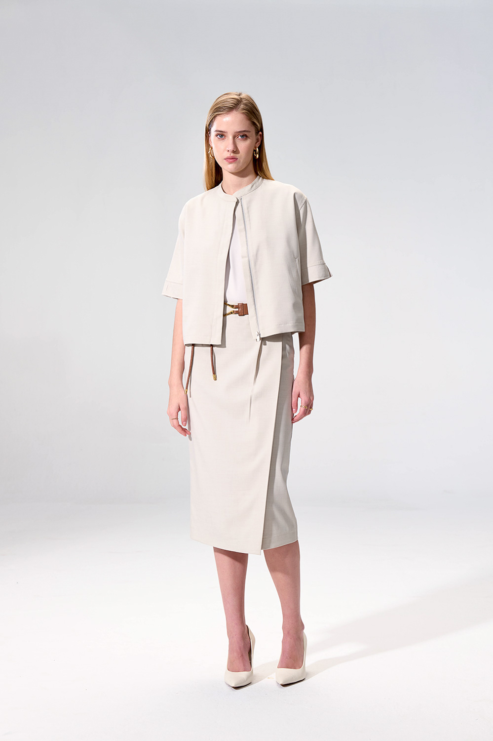 SST&C Apricot Front Pleat Sleeveless Top | 01092504007_0