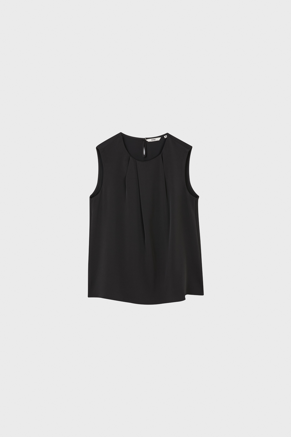 SST&C Black Front Pleat Sleeveless Top | 01092504008_3