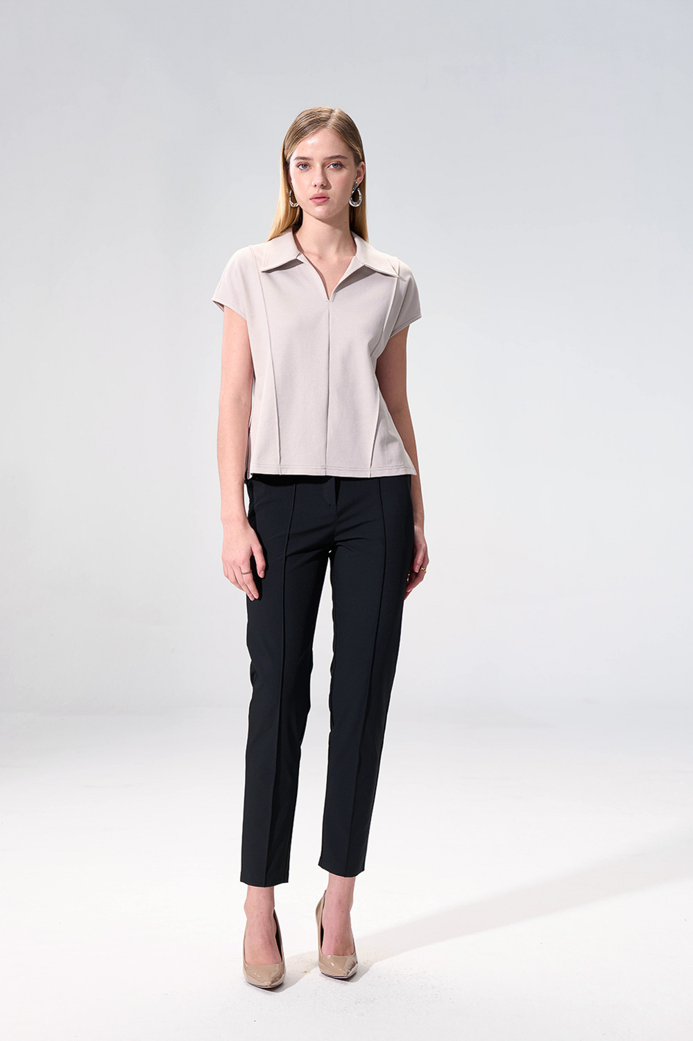 SST&C Black High Stretch Slim Fit Trousers | 01162504007_0