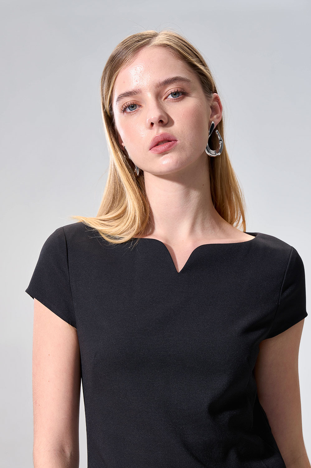 SST&C Black Green Seagull Collar Classic Slim-Fit Dress | 01222504001_0