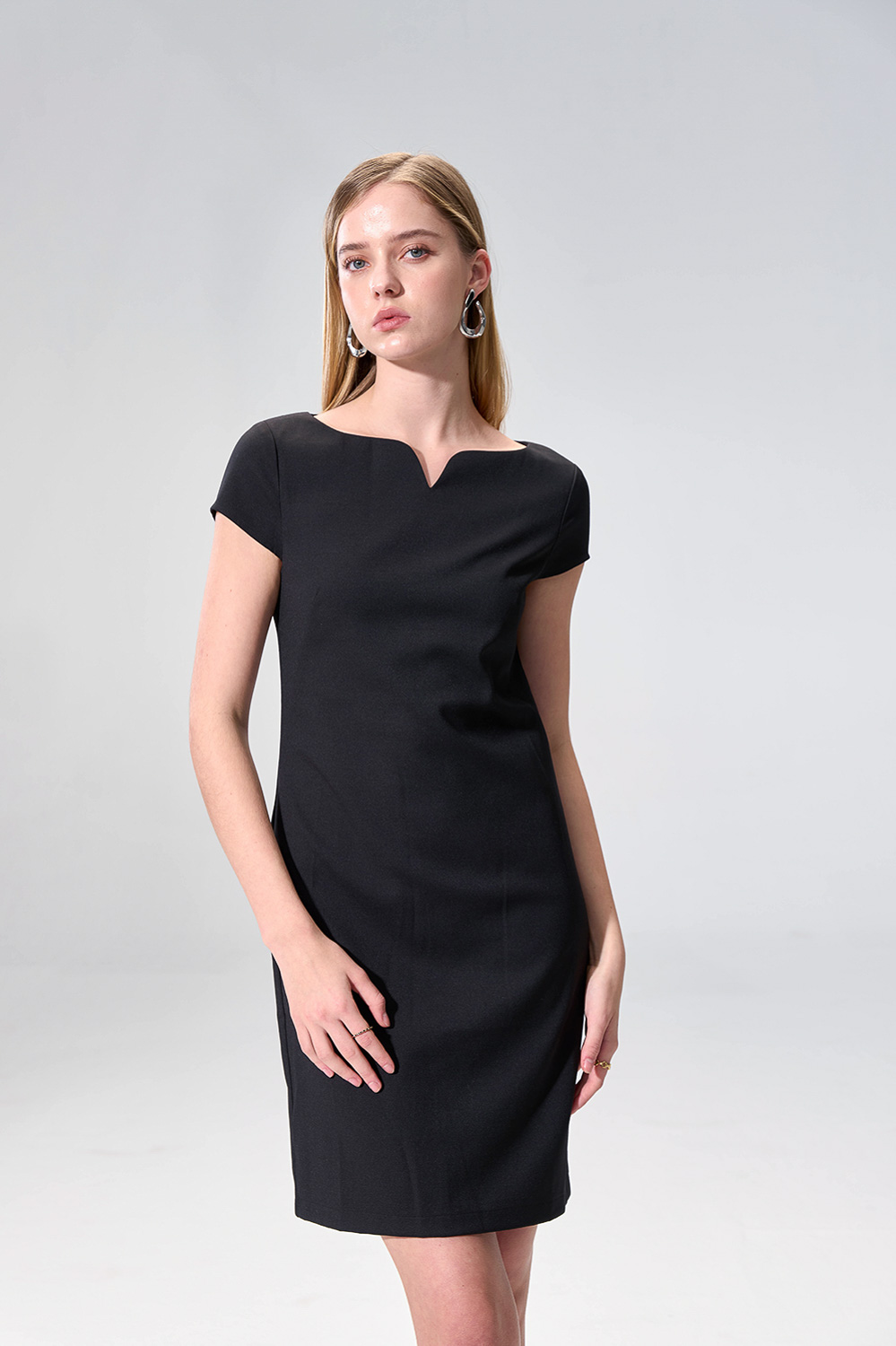 SST&C Black Green Seagull Collar Classic Slim-Fit Dress | 01222504001_2