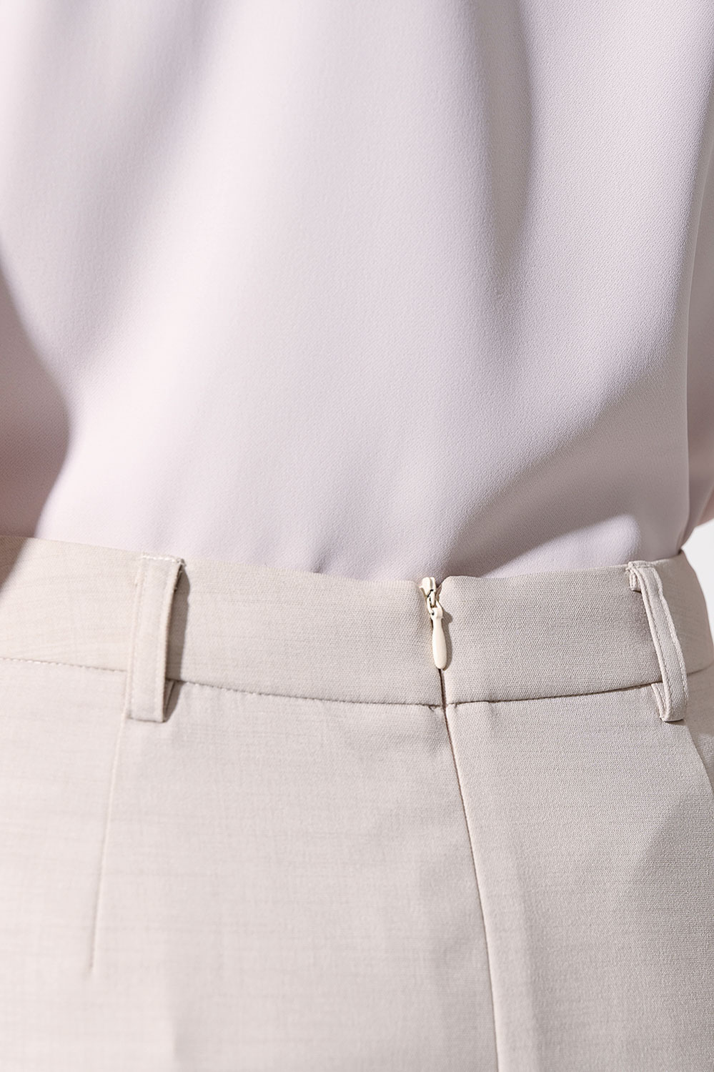 SST&C Oatmeal Grey Front Pleat Straight Skirt | 01232504005_1