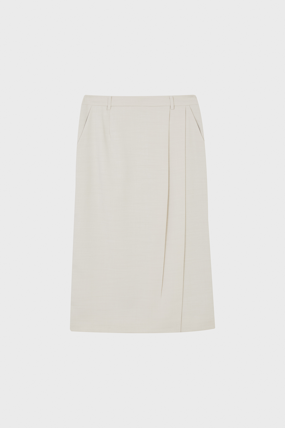 SST&C Oatmeal Grey Front Pleat Straight Skirt | 01232504005_3