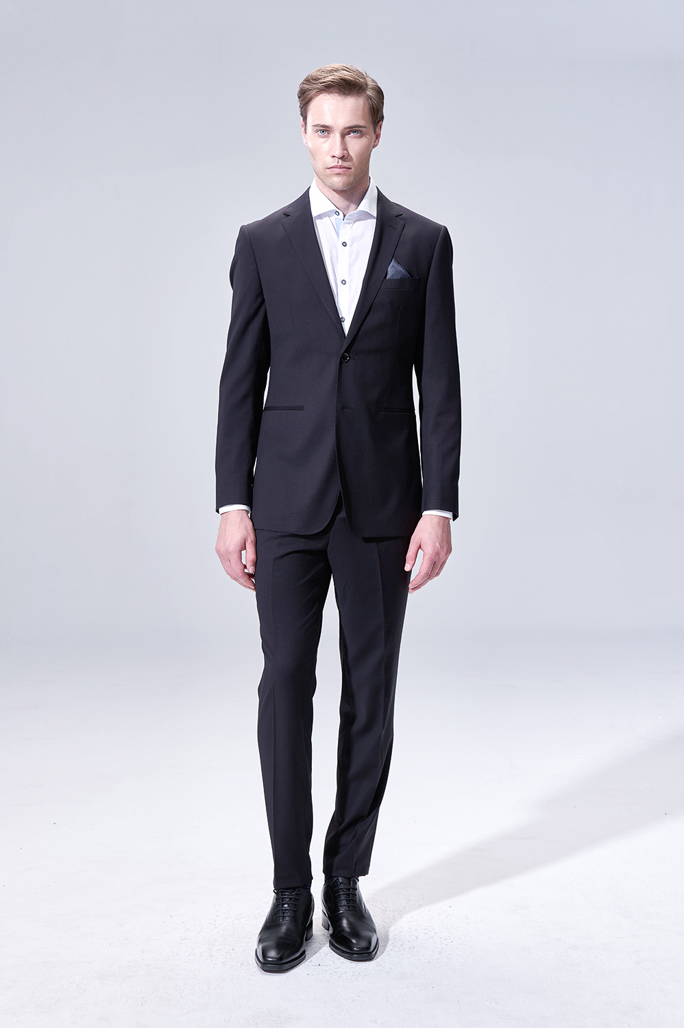 SST&C Black Textured Slim Trousers | 00022504003_0