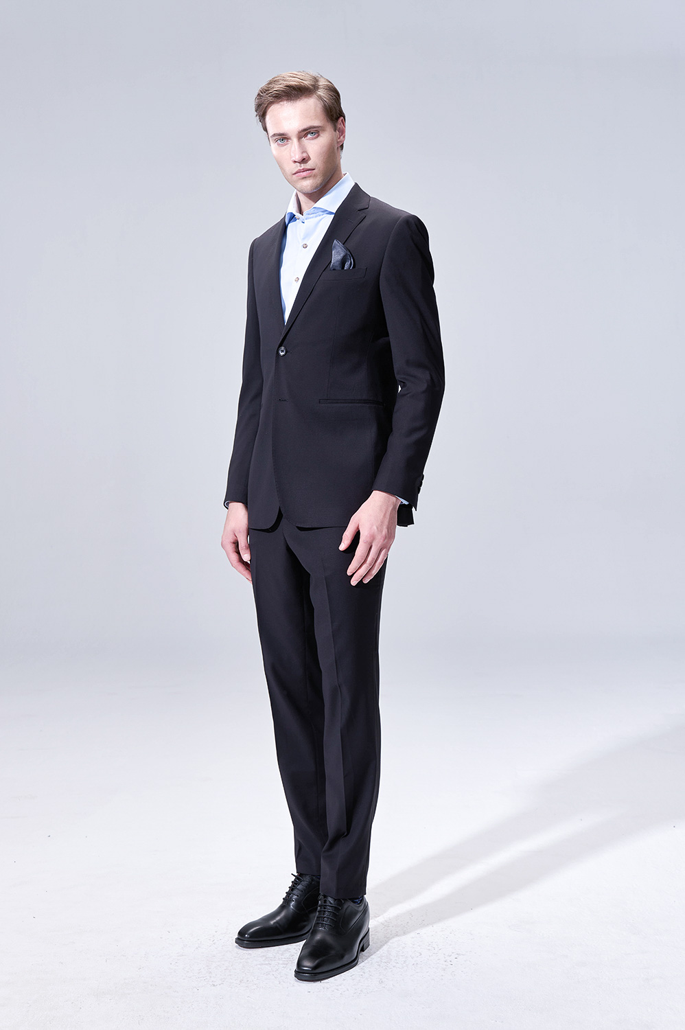SST&C Black Textured Slim Trousers | 00022504003_1