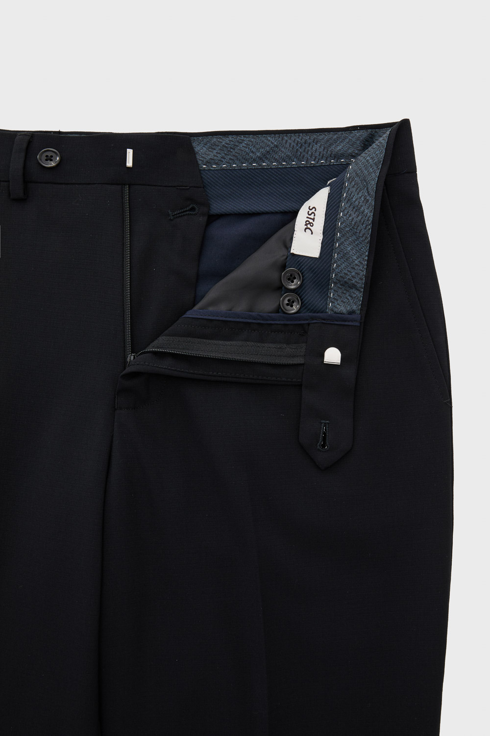 SST&C Black Textured Slim Trousers | 00022504003_4
