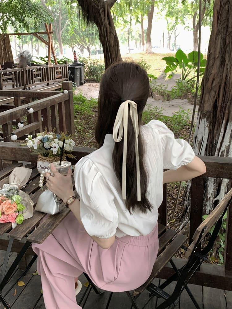 【missy shop】窗前月光立領泡泡袖上衣-81287_3