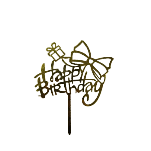 〔保利〕HAPPY BIRTHDAY 生日快樂金色蛋糕插牌 １入（蛋糕／蝴蝶結／雙愛心）_1