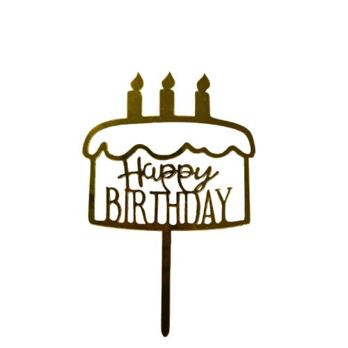 〔保利〕HAPPY BIRTHDAY 生日快樂金色蛋糕插牌 １入（蛋糕／蝴蝶結／雙愛心）_2