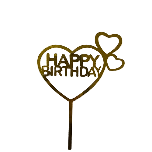 〔保利〕HAPPY BIRTHDAY 生日快樂金色蛋糕插牌 １入（蛋糕／蝴蝶結／雙愛心）_3