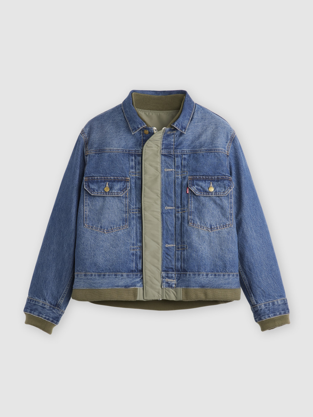 Levi's® X Sacai 男女同款雙面丹寧牛仔棒球外套｜0035K-0001