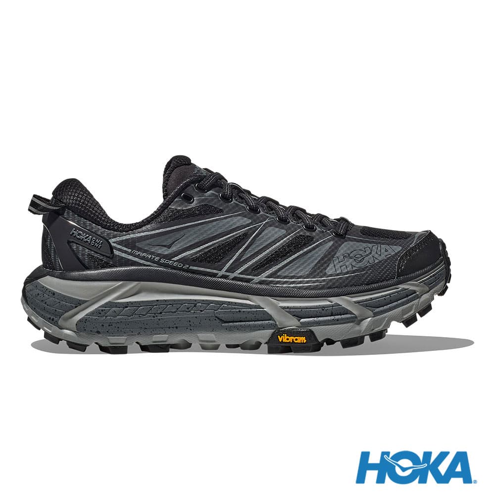 HOKA Mafate Speed 2 越野鞋 黑/城堡岩灰_1