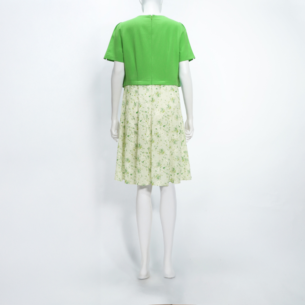 ILEY伊蕾 假兩件刺繡縲縈印花洋裝(綠；M-2L)_4