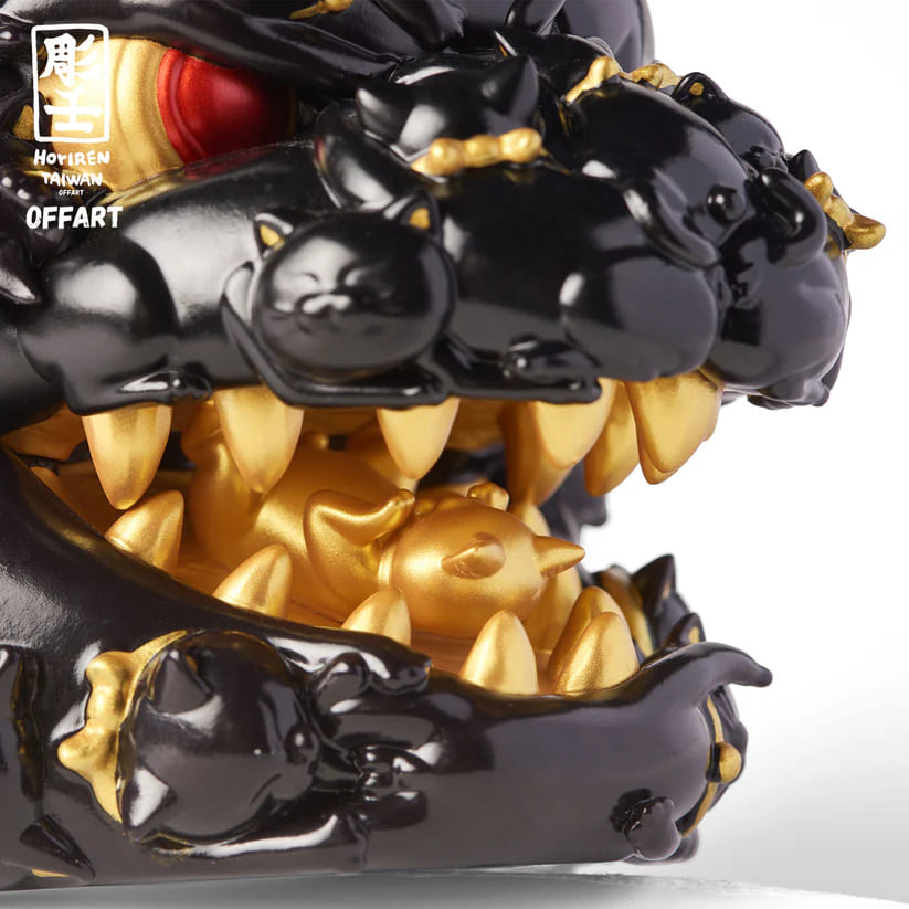 OFFART X 雕壬百貓紅蓮招財頭雕墨金版| G-CN25052602