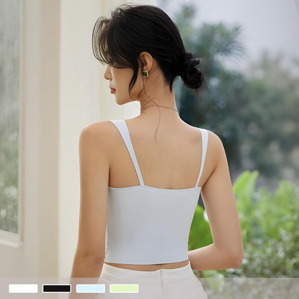 BRA TOP【罩杯式】晨光微嵐 無痕透氣 寬肩帶一體式胸墊短版背心 小可愛 353_5