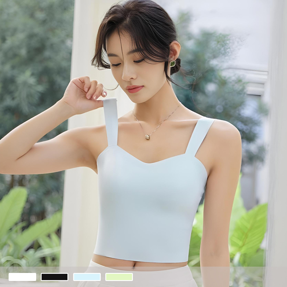BRA TOP【罩杯式】晨光微嵐 無痕透氣 寬肩帶一體式胸墊短版背心 小可愛 353_6