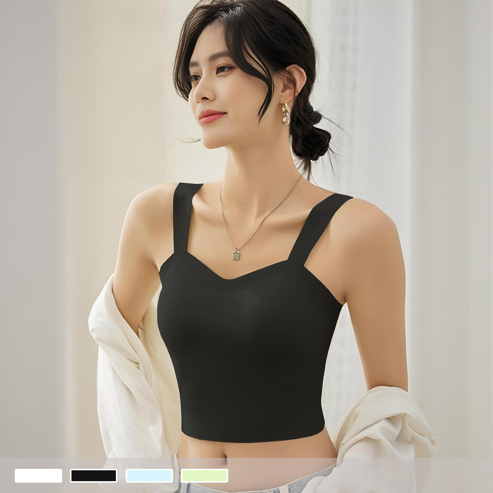 BRA TOP【罩杯式】晨光微嵐 無痕透氣 寬肩帶一體式胸墊短版背心 小可愛 353_7