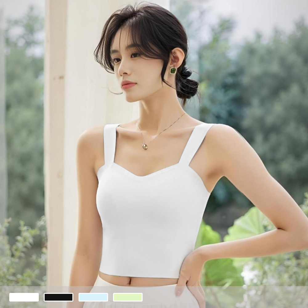 BRA TOP【罩杯式】晨光微嵐 無痕透氣 寬肩帶一體式胸墊短版背心 小可愛 353_8