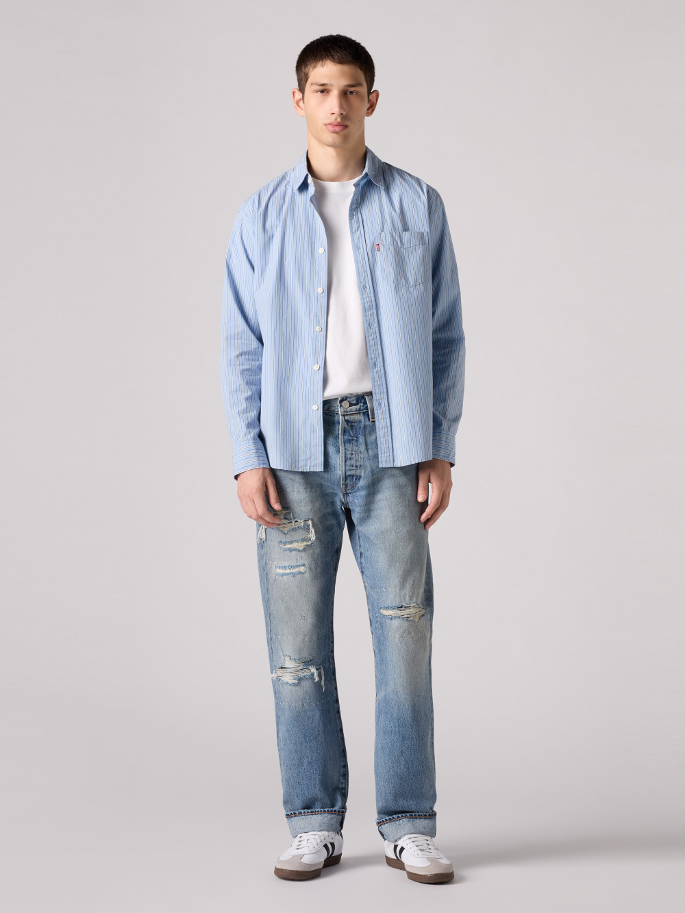 Levi's® 501® Original 中腰直筒牛仔褲/ 破壞加工/ 赤耳面料熱賣單品