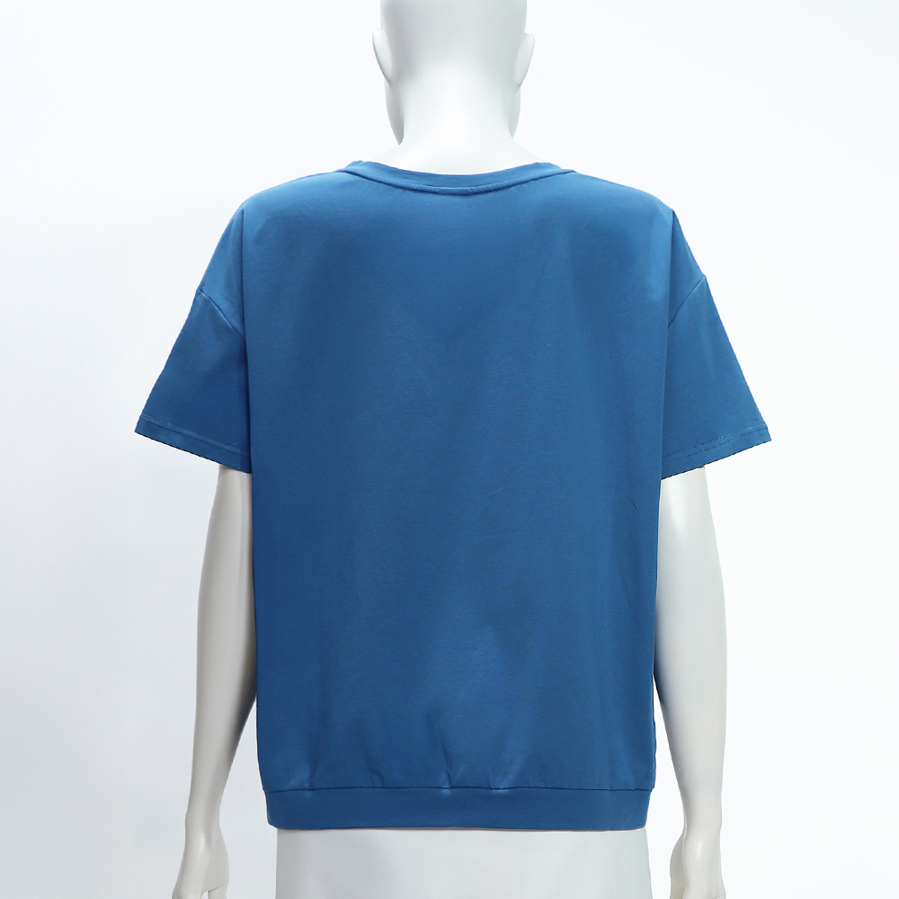 ILEY伊蕾 落肩船錨圖案棉質上衣(藍；M-XL)_4