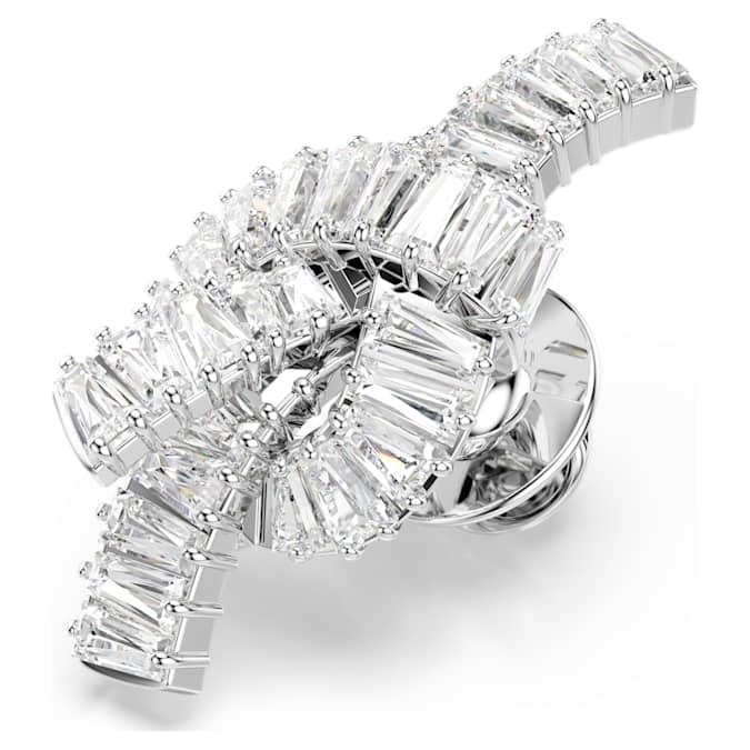Swarovski 施華洛世奇】Matrix 小胸針(長方形切割繩結白色鍍白金