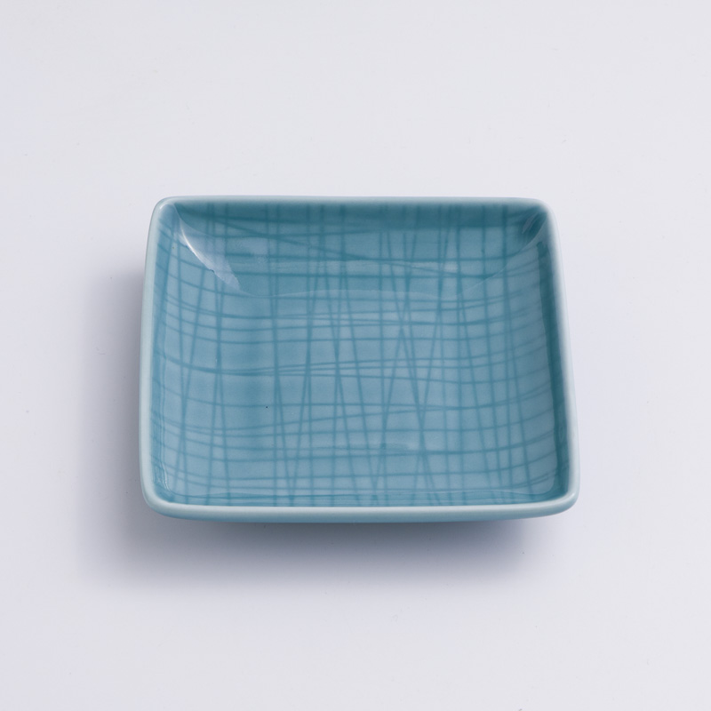 WAGA 湖水綠格 13cm 陶瓷正方碟｜單品_0